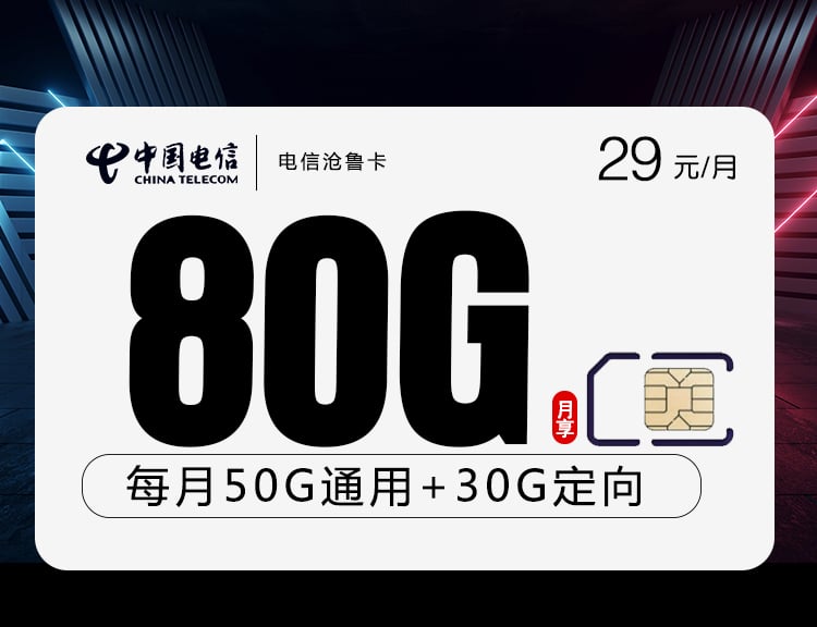 电信沧鲁卡【长期20年 激活选号】