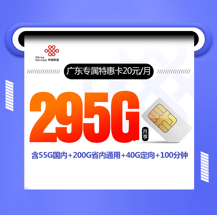 广东专属特惠卡【20元295G+会员权益】